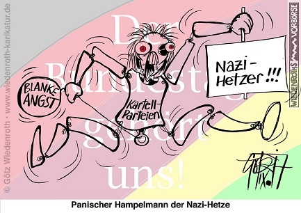 Panischer Hampelmann der Nazi-Hetz
