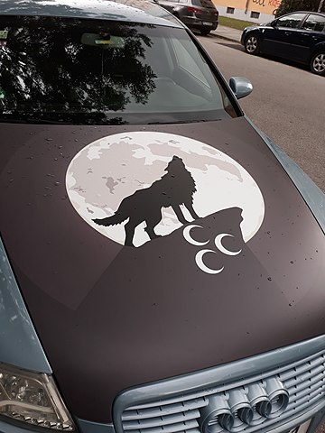 Symbolik der extremistischen „Grauen Wölfe“ auf einem PKW in Deutschland