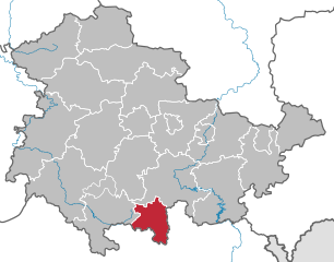 Landkreis Sonneberg innerhalb des Bundeslandes Thüringen