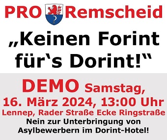 Aufruf zur Demonstration am 16. März 2024 in Lennep