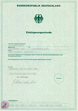 Einbürgerungsurkunde